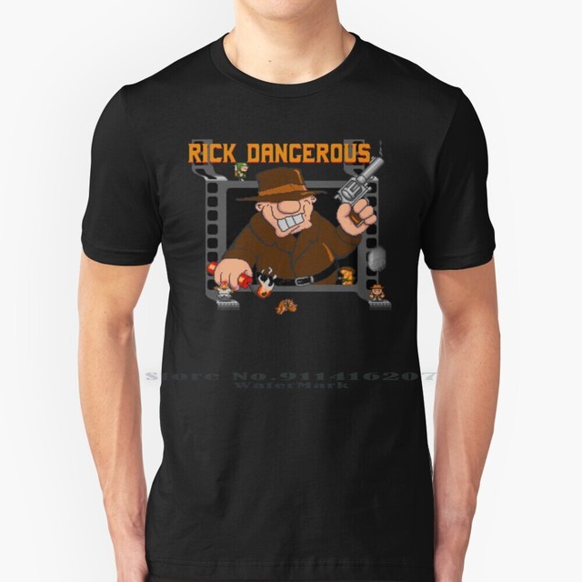 Rick perigoso t camisa 100% algodão puro commodore amiga tela computador  retro clássico pixel geek jogo de vídeo sprite rick - AliExpress